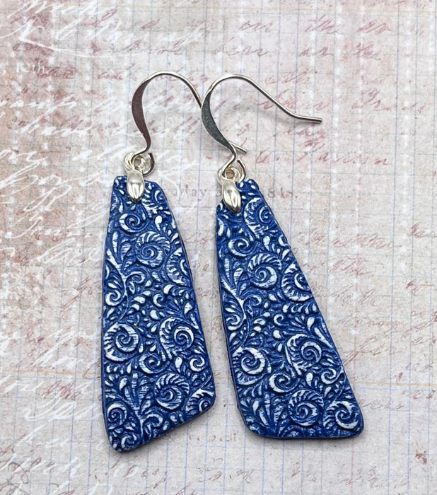 Blue & White "Delft" Art Earrings