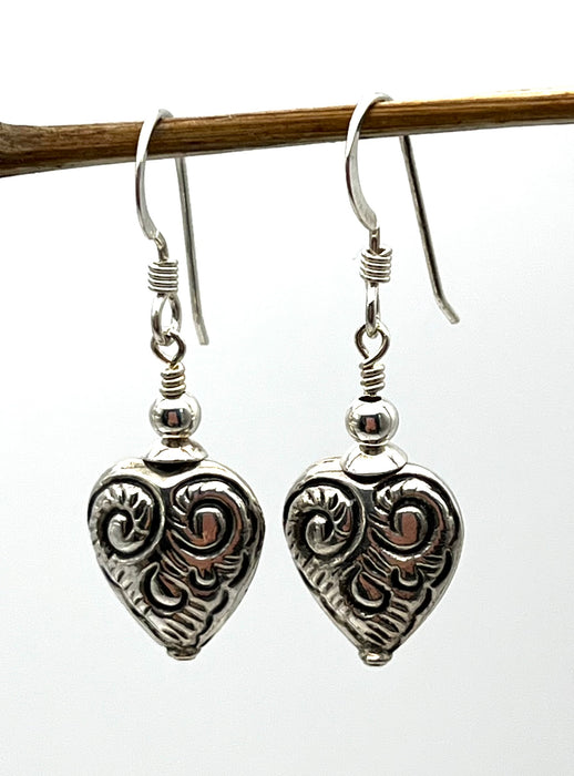 Sterling Silver Heart Drop/Dangle Earrings