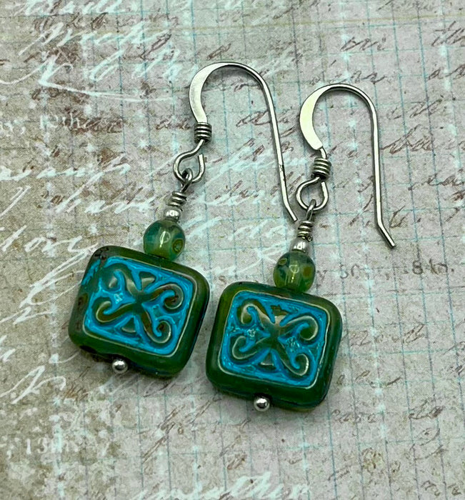 Czech Glass Scroll Earrings