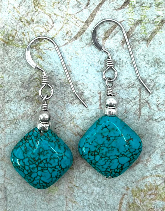 Turquoise Magnesite Gemstone Earrings in Sterling Silver