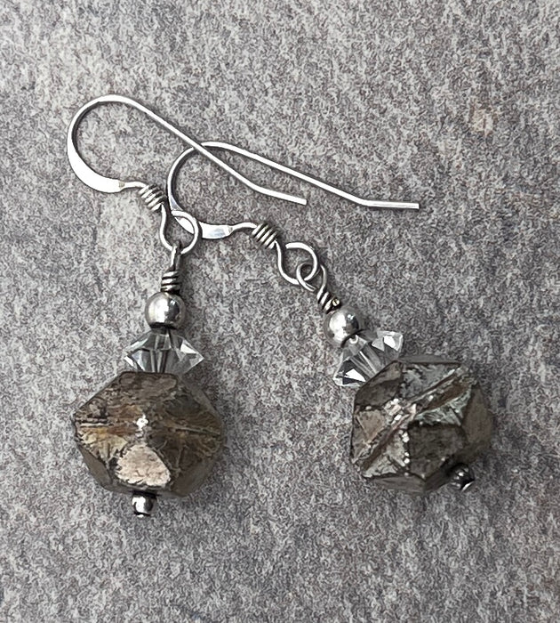 Faceted Mercury Bead Czech Glass Earrings