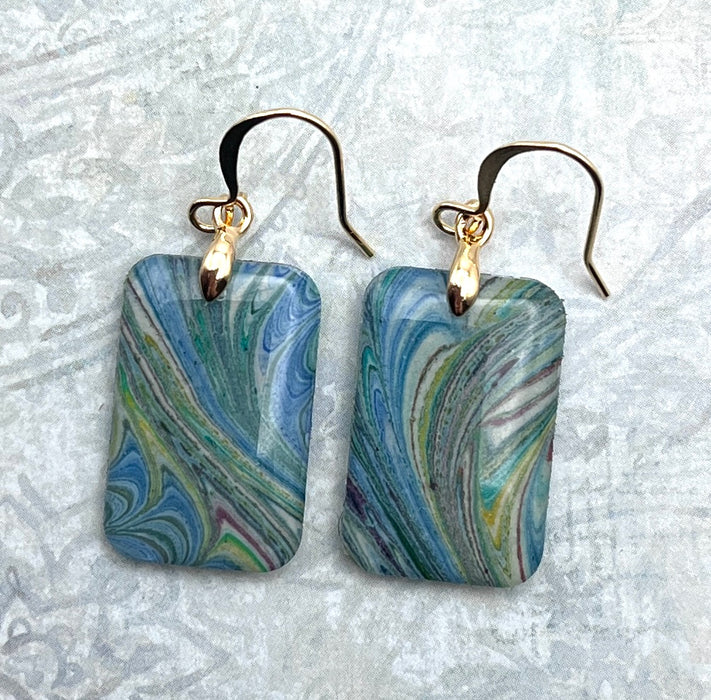 Italian Marbled Florentine Paper Reversible Art Earrings