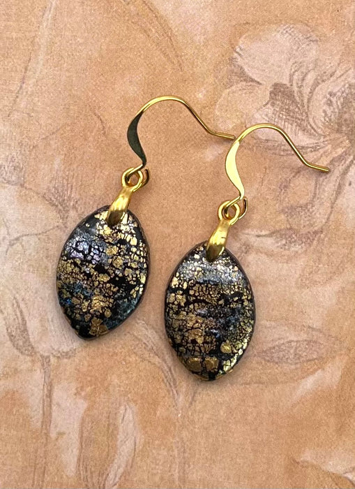 Silvery Blue and Gold Foil Art earrings