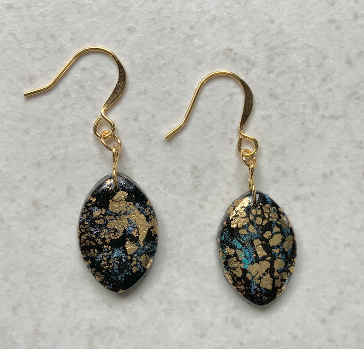 Handpainted foil and polymer clay earrings