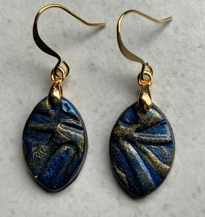 Polymer Clay Earrings -- Navy Mix 1