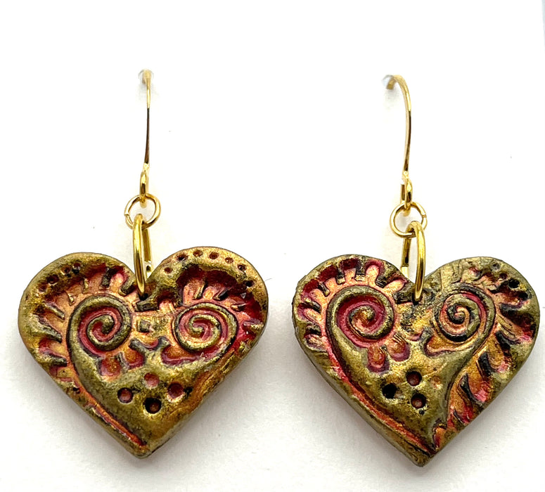 Red Heart Polymer Clay Earrings