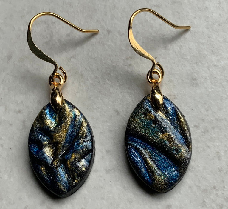 Polymer Clay Earrings -- Navy Mix 2
