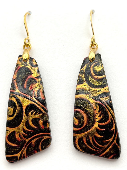 Black, Gold and Magenta Art Earrings