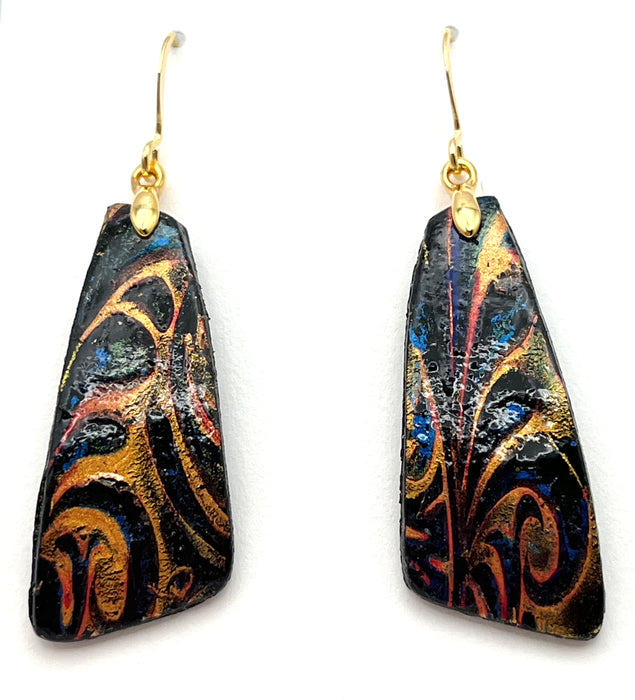 Black and Multi Polymer Clay Earrings