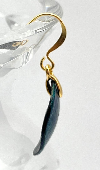 Teal Blue-Green Curved Art  Earrings